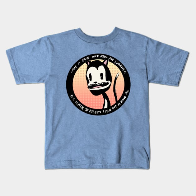 Diarrhea Gun Kids T-Shirt by bransonreese